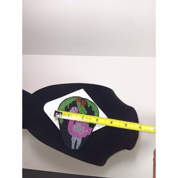 Vintage 80s Beaded Hair Large Barrette Flamingo Palm Tree - Picture 5 of 5